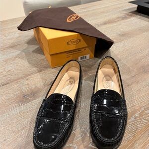 Tod's Black Patent Leather Loafers